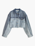 Women's Cropped Jacket — Loose Fit Front Button Closure