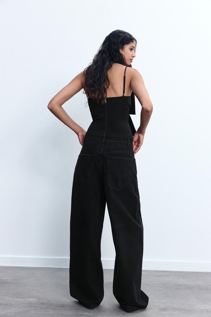 Women's Cropped Top — Bow Detail Sparkled Design