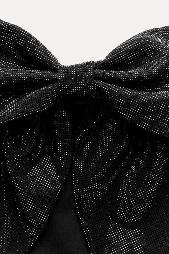 Women's Cropped Top — Bow Detail Sparkled Design