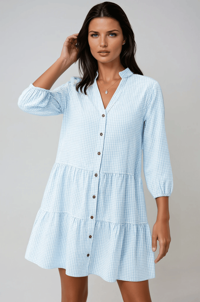 Women's Dress — Relaxed Fit Lightweight Gingham Pattern