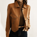 Women's Jacket — Cropped Length Button Closure With Collar