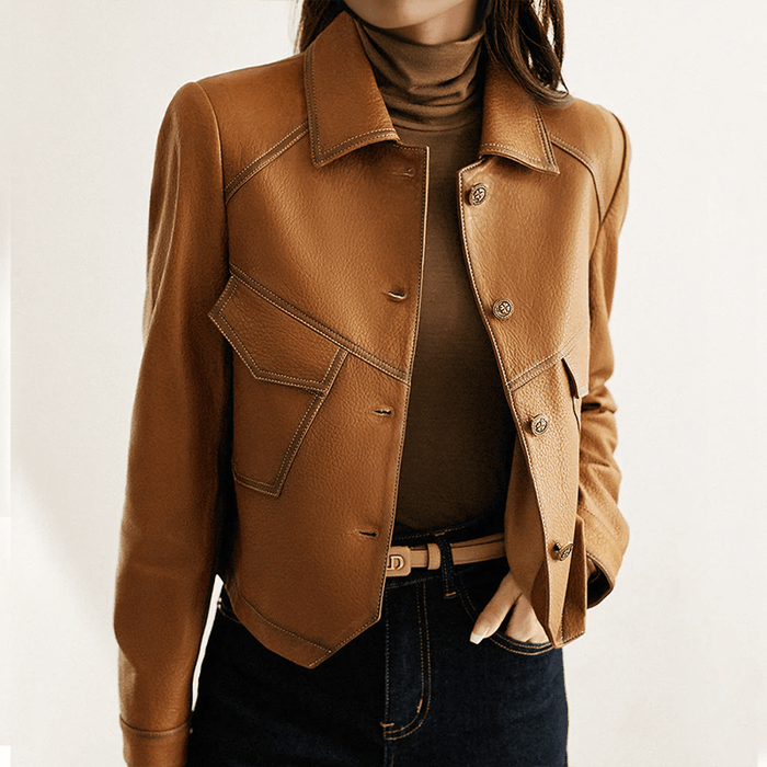 Women's Jacket — Cropped Length Button Closure With Collar