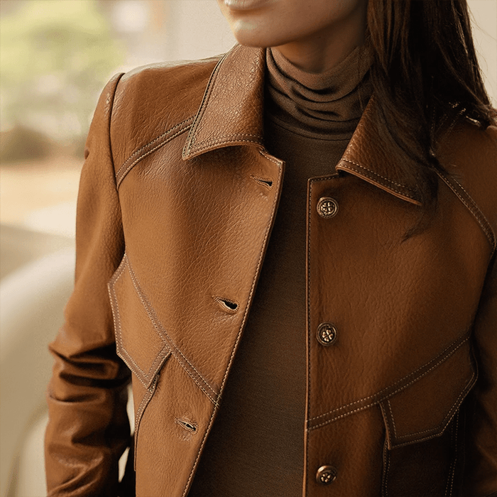 Women's Jacket — Cropped Length Button Closure With Collar