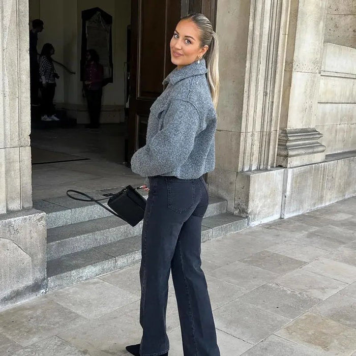 Women's Jacket — Cropped Length Long Sleeves Zip Fastening