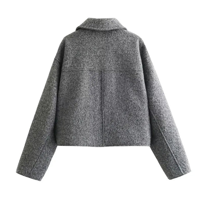 Women's Jacket — Cropped Length Long Sleeves Zip Fastening
