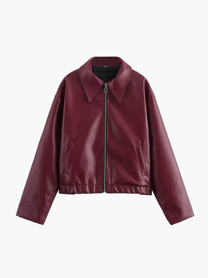 Women's Jacket — Front Zipper Closure Collared Neckline