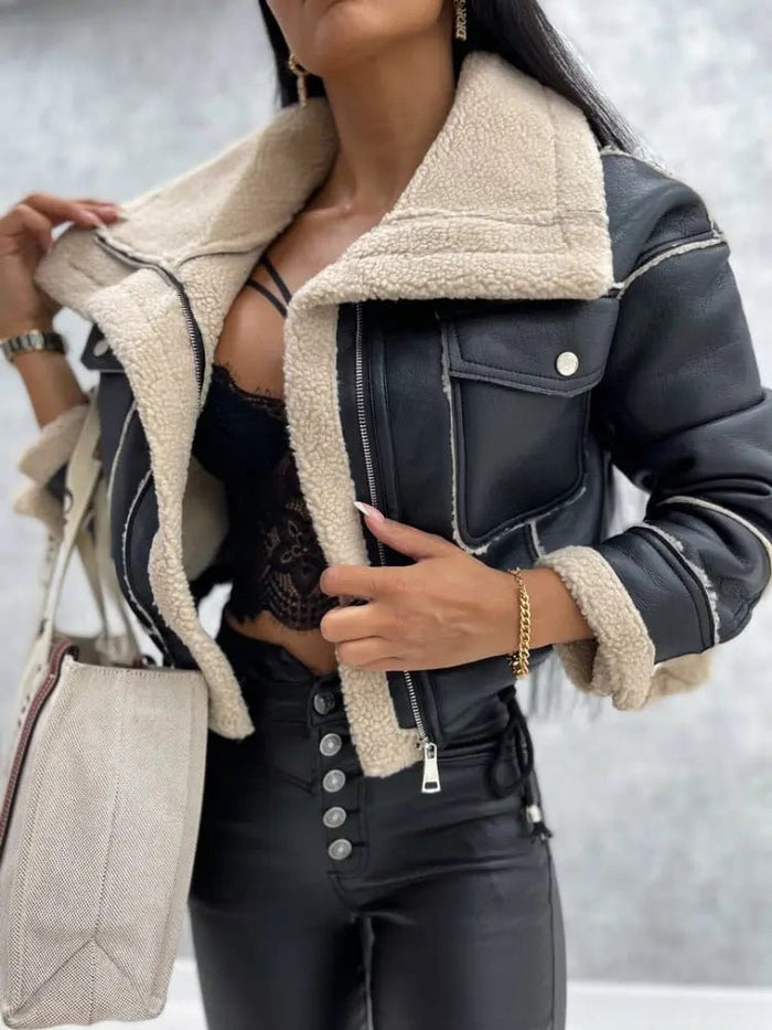 Women's Jacket — Front Zipper Closure With Fleece Lining