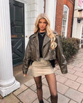 Women's Jacket — Oversized Fit Cropped Length Belted Closure