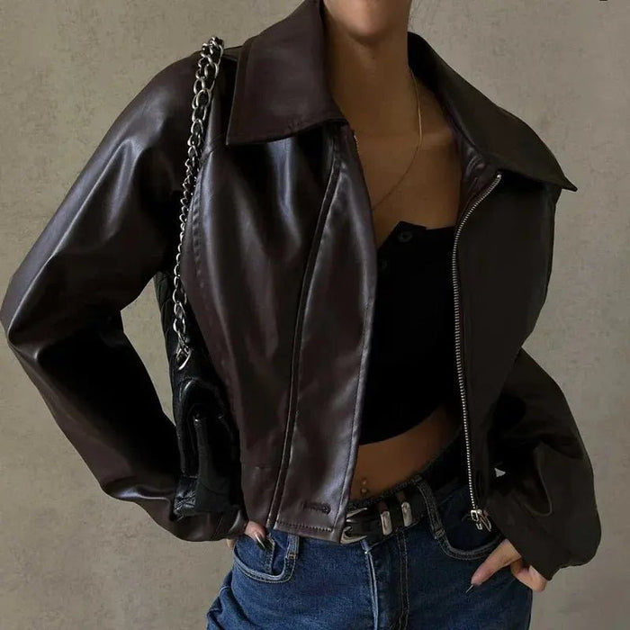 Women's Jacket — Oversized Fit Zipper Closure Casual Style