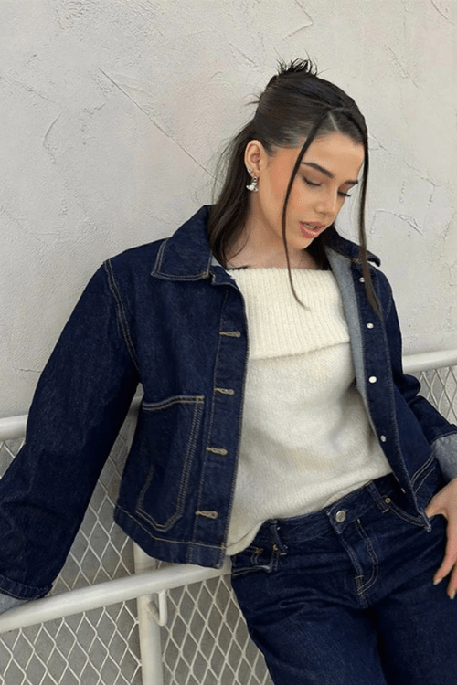 Women's Jacket & Skirt Set — Cropped Fit High Waist Mini Skirt