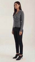 Women's Jumper — Close Fit Wrap Neckline Collar Design