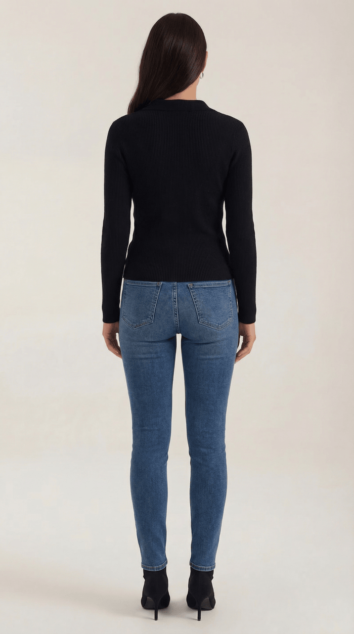 Women's Jumper — Close Fit Wrap Neckline Collar Design