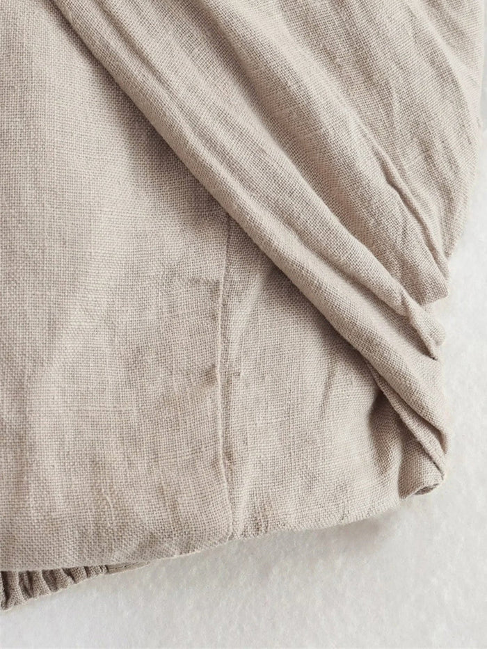 Women's Linen Crop Top - Halterneck Cross Front Design