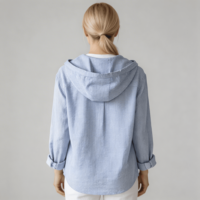 Women's Linen Shirt - Regular Fit Long Sleeve Button Closure