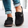 Women's Loafers — Slip-On Buckle Detail Closed Toe Low Profile