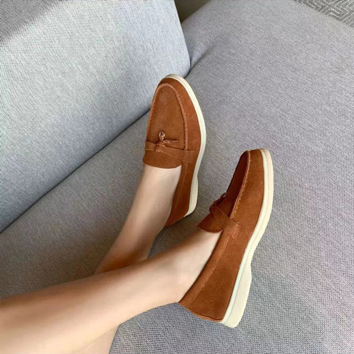 Women's Loafers — Slip-On Flat Sole Low Profile Closed Design