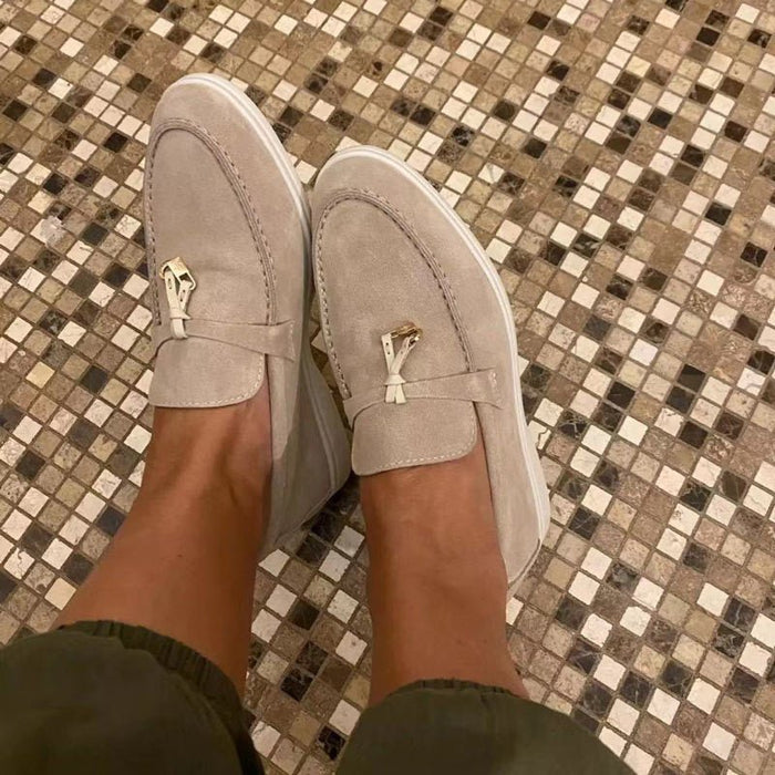 Women's Loafers — Slip-On Flat Sole Low Profile Closed Design