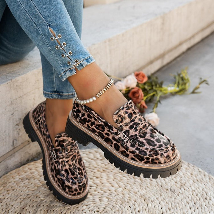 Women's Loafers — Slip-On Thick Sole Tread Outsole Design