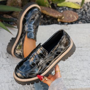 Women's Loafers — Slip-On Thick Sole Tread Outsole Design