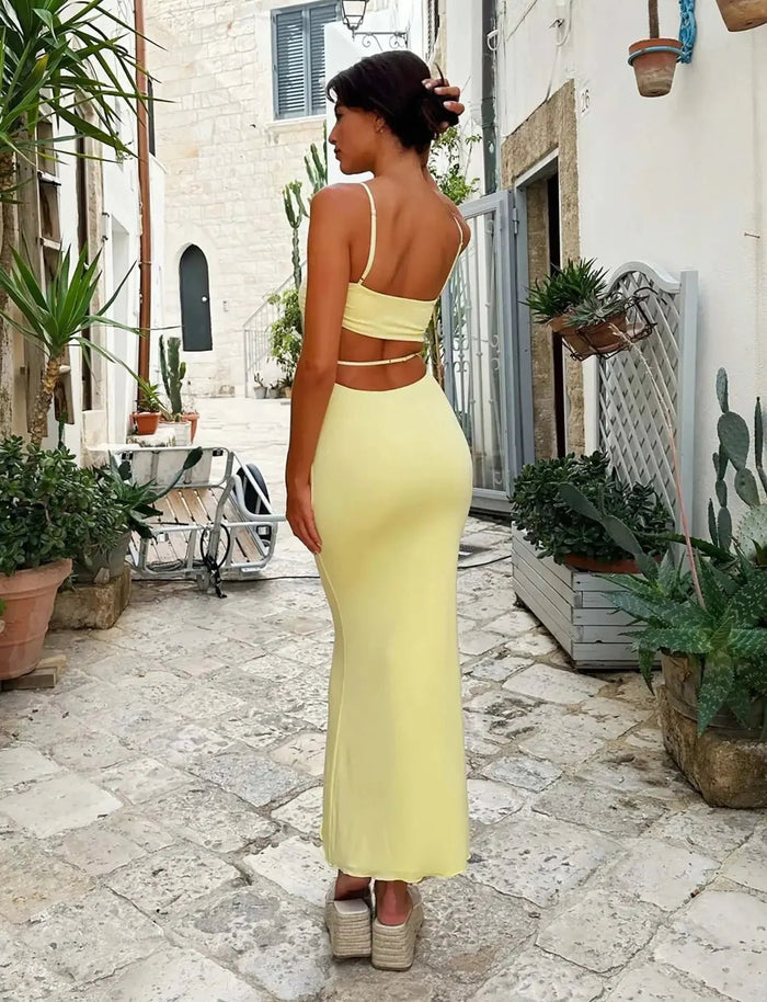 Women's Maxi Dress — Bodycon Fit Backless Sleeveless Design