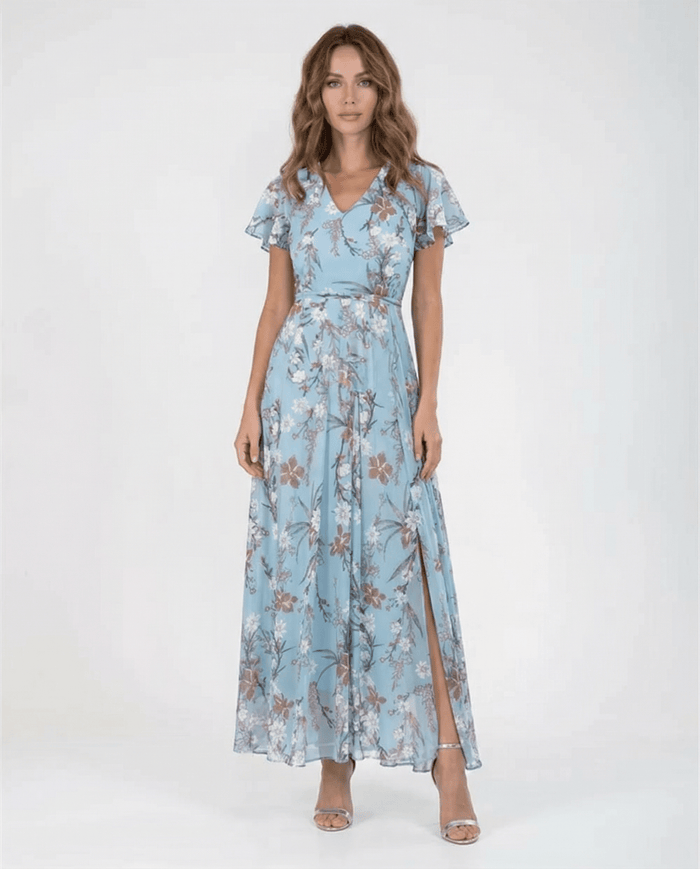 Women's Maxi Dress — One-Shoulder Neckline Bow Detail Design