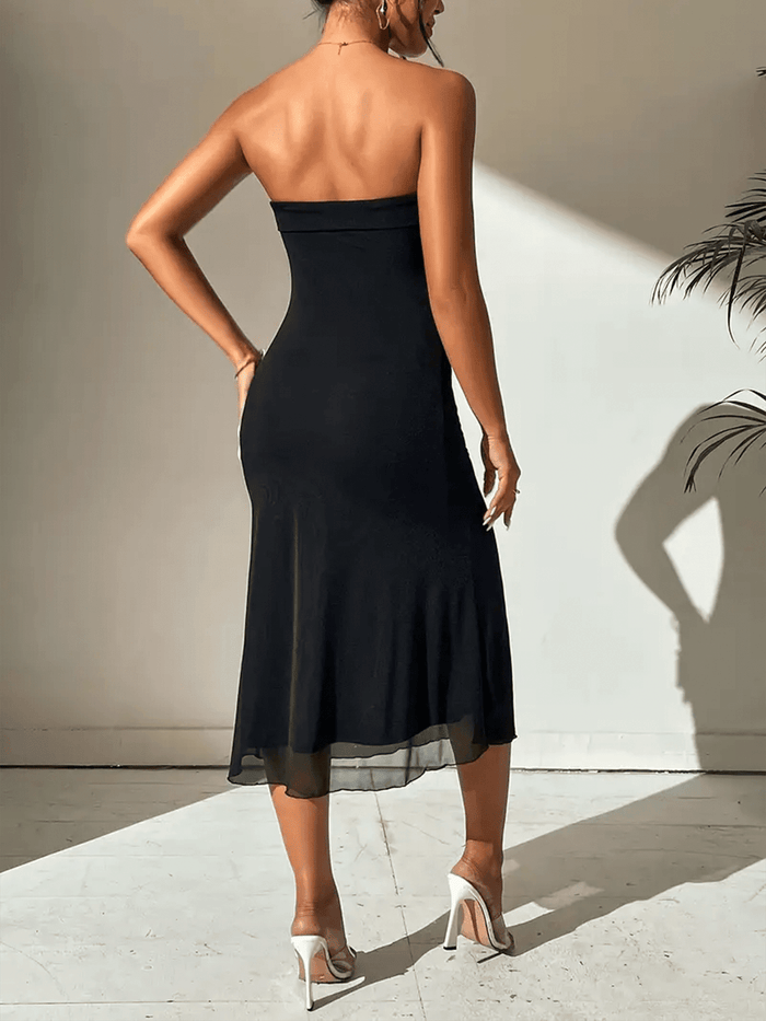 Women's Maxi Dress — Ruffle Sleeves V-Neck Lace-Up Front Design