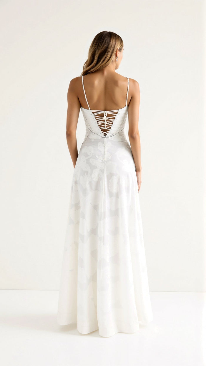Women's Maxi Dress — Spaghetti Strap Corset Bodice Design