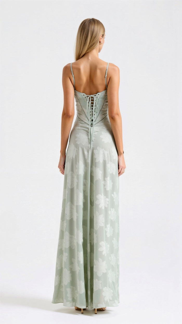 Women's Maxi Dress — Spaghetti Strap Corset Bodice Design
