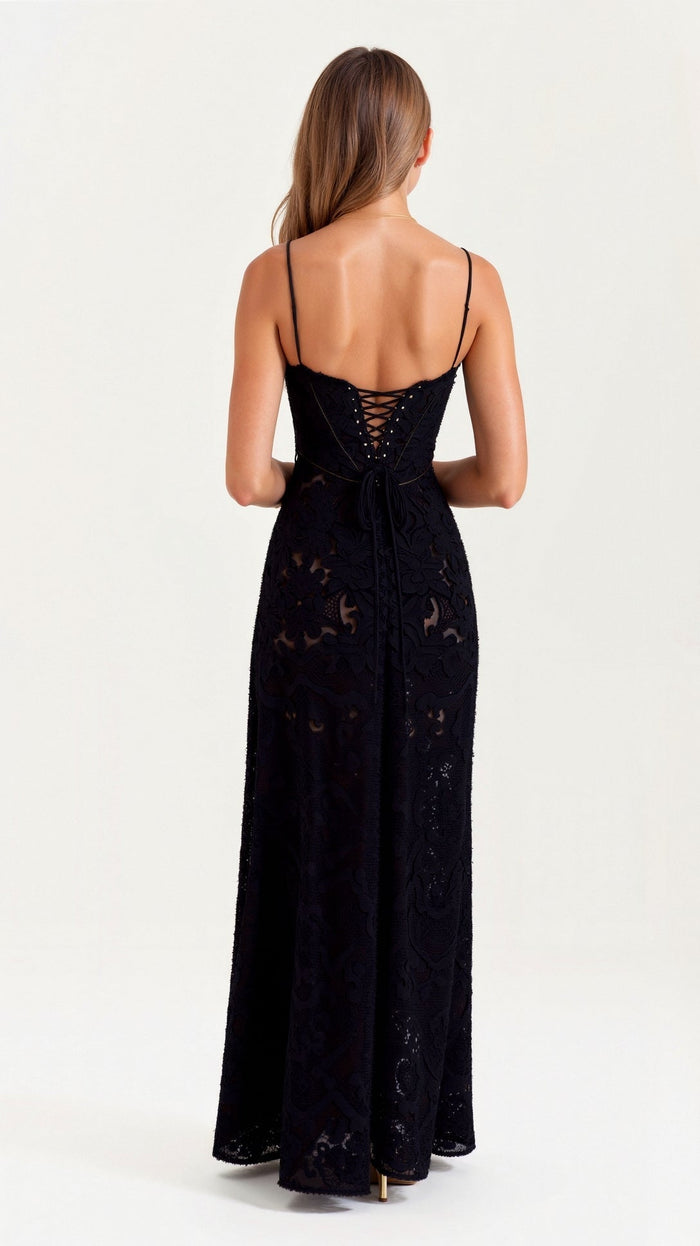 Women's Maxi Dress — Spaghetti Strap Corset Bodice Design