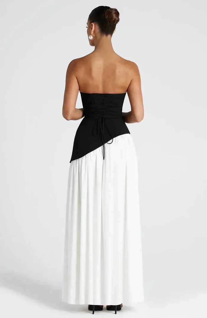 Women's Maxi Dress — Strapless High Slit Figure Hugging Fit