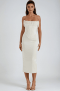 Women's Maxi Dress — Strapless Neckline Corset Bodice Design