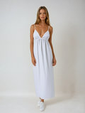 Women's Maxi Dress — V-Neck Sleeveless Open Back Full Length