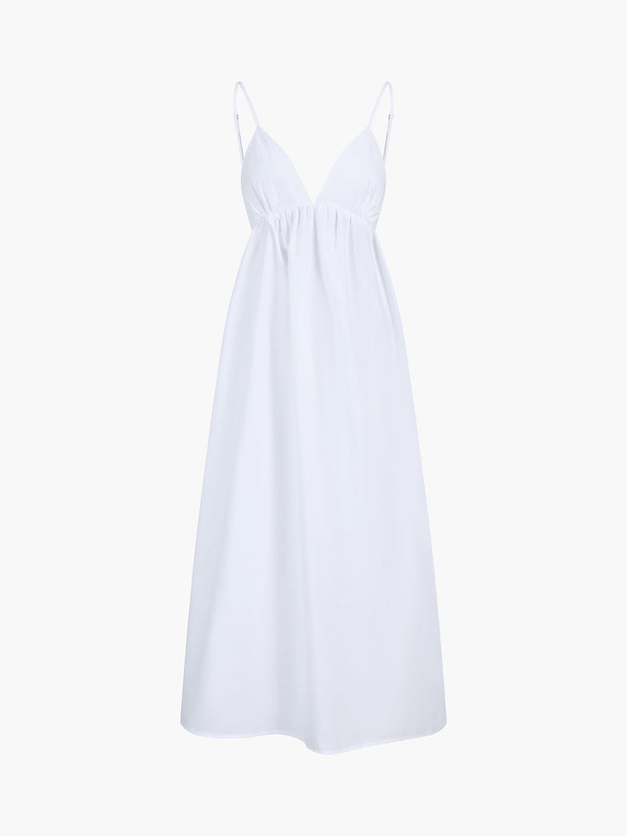 Women's Maxi Dress — V-Neck Sleeveless Open Back Full Length