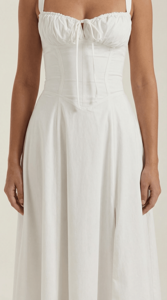 Women's Midi Dress - A-Line Sweetheart Neckline Lace-Up Front