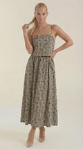 Women's Midi Dress - Square Neckline Sleeveless Loose Fit