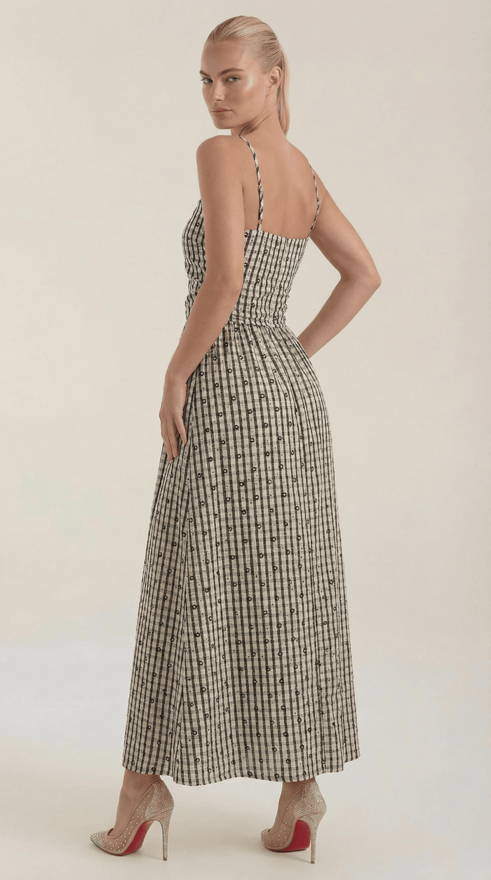 Women's Midi Dress - Square Neckline Sleeveless Loose Fit