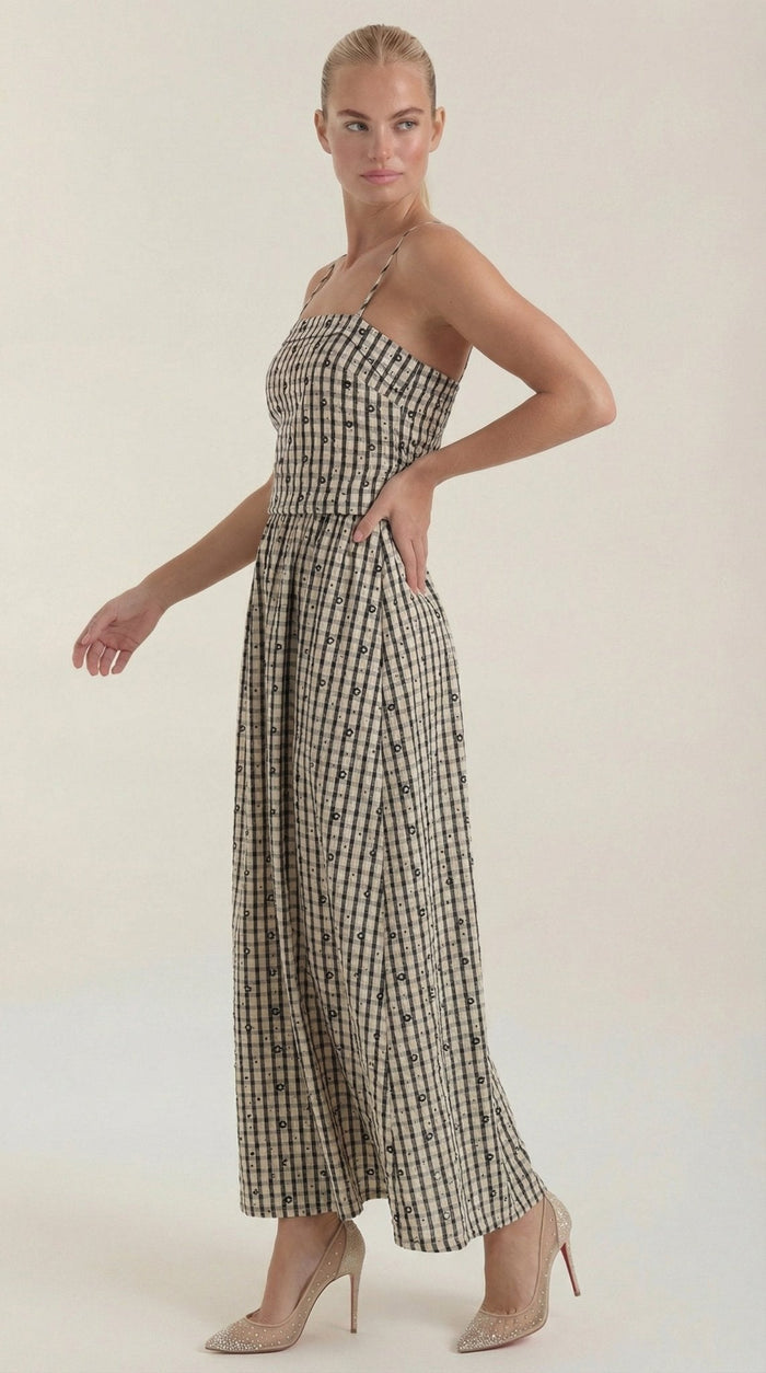 Women's Midi Dress - Square Neckline Sleeveless Loose Fit