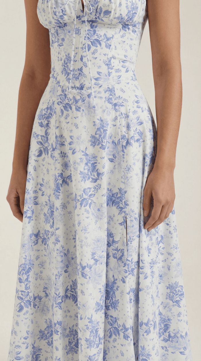 Women's Midi Dress - Sweetheart Neckline Lace-Up Structured Fit
