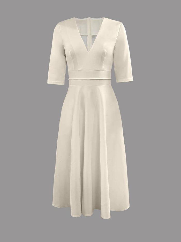 Women's Midi Dress — Flared Fit Sleeveless Round Neckline Design