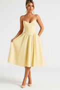 Women's Midi Dress — Spaghetti Straps Sleeveless Flared Fit