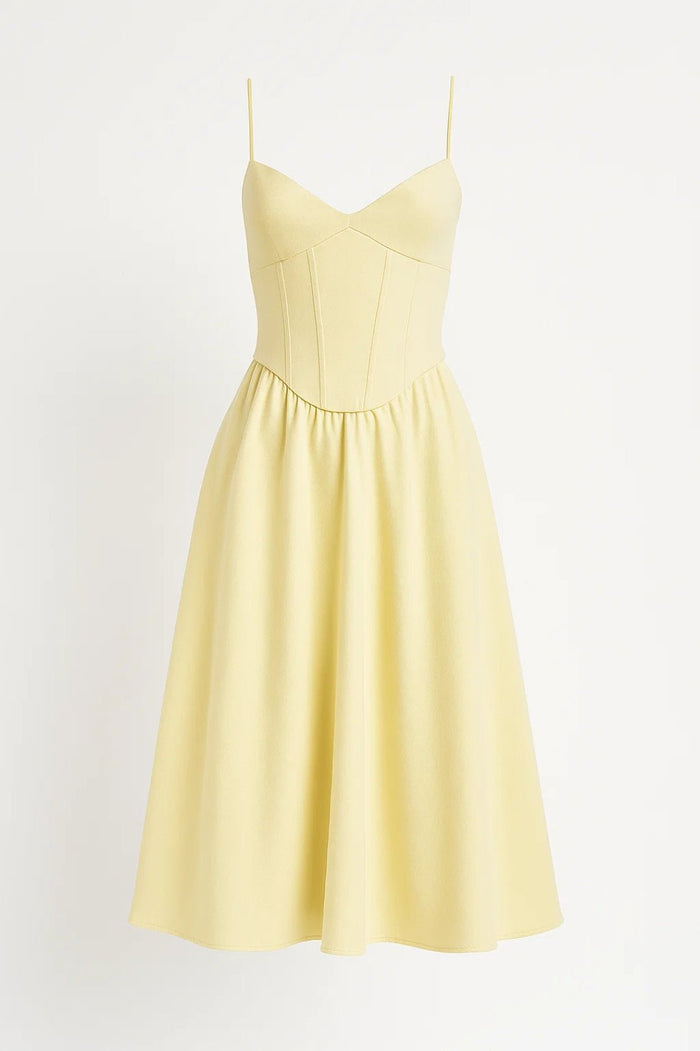 Women's Midi Dress — Spaghetti Straps Sleeveless Flared Fit