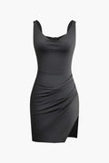 Women's Midi Dress — Sweetheart Neckline Tie Straps Flared Skirt