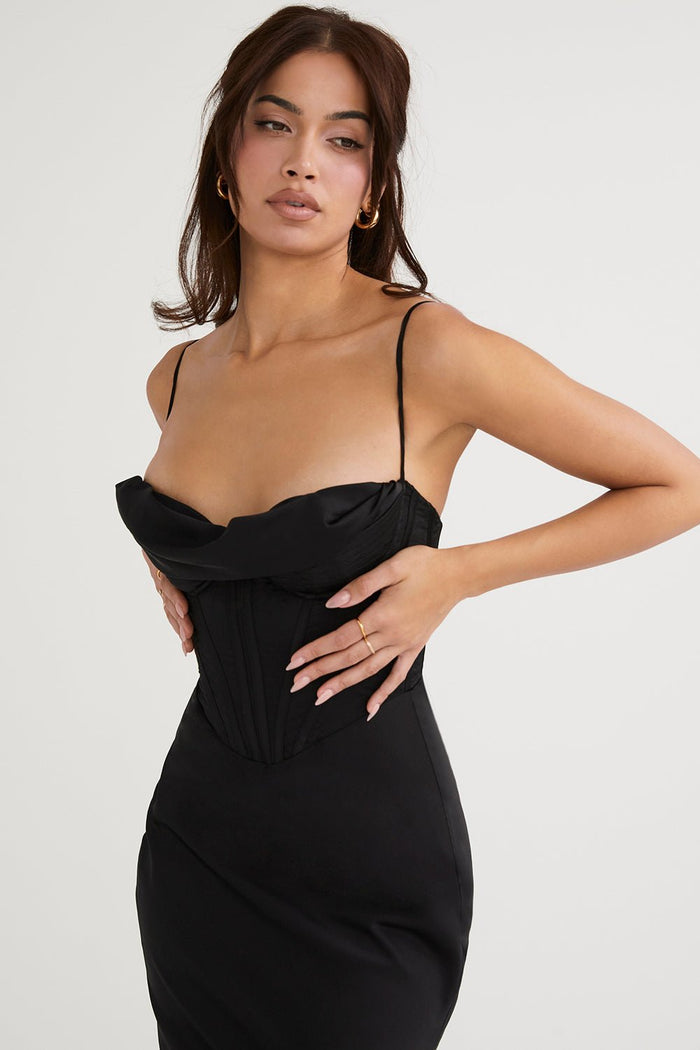 Women's Mini Dress — Bodycon Fit Pleated Tie-Back Closure