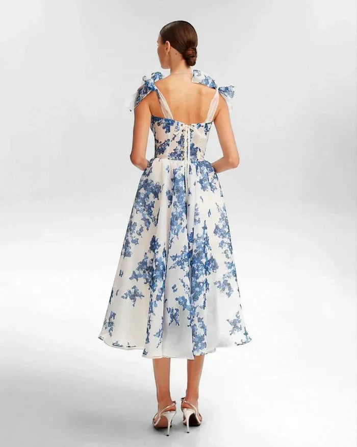Women's Mini Dress — Corset Detail Floral Pattern Design