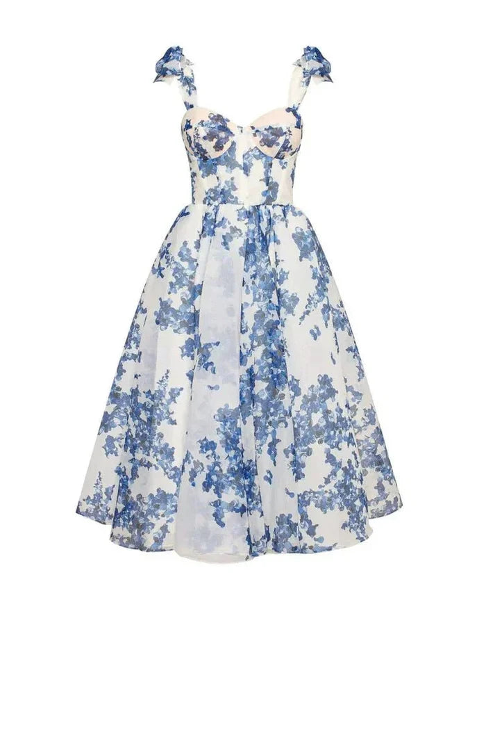Women's Mini Dress — Corset Detail Floral Pattern Design