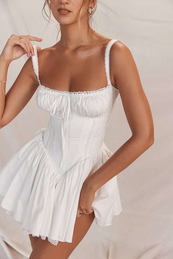 Women's Mini Dress — Corset Structure Sleeveless Design