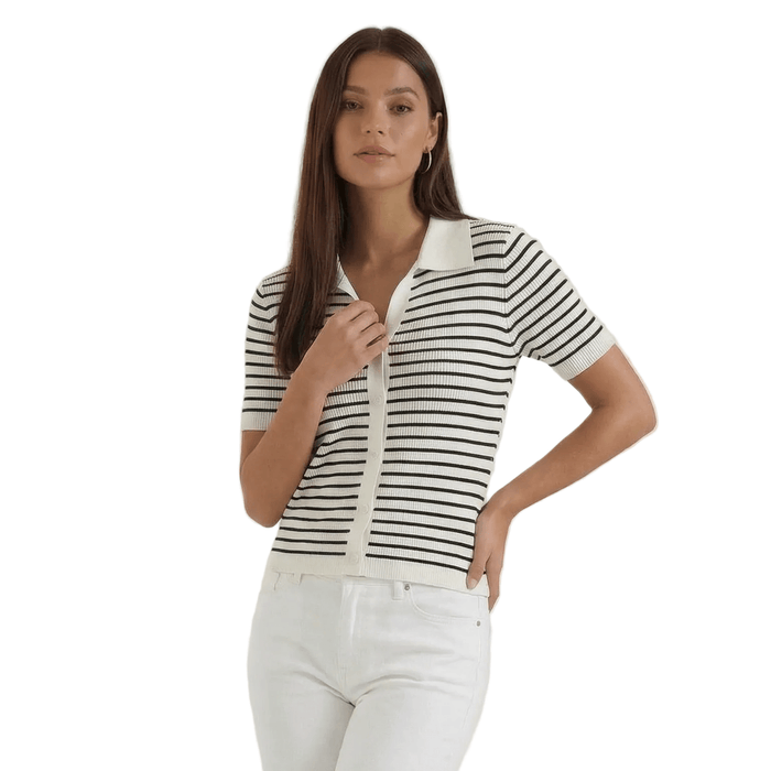 Women's Polo Shirt — Front Button Placket Collar Design