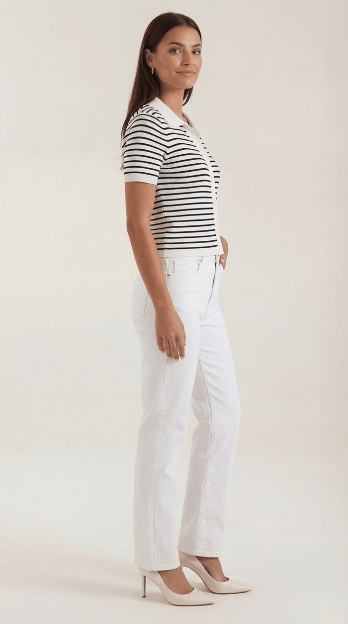 Women's Polo Shirt — Front Button Placket Collar Design