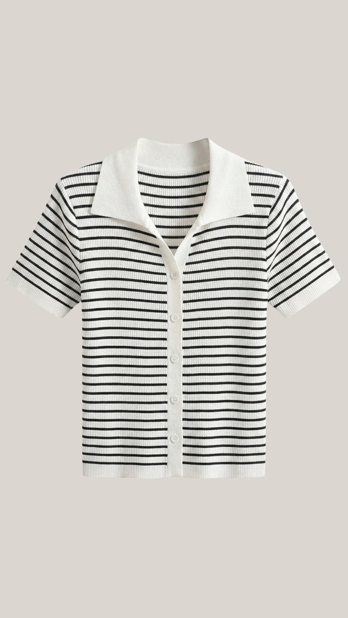Women's Polo Shirt — Front Button Placket Collar Design