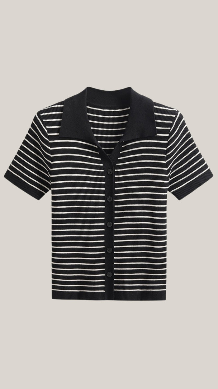 Women's Polo Shirt — Front Button Placket Collar Design
